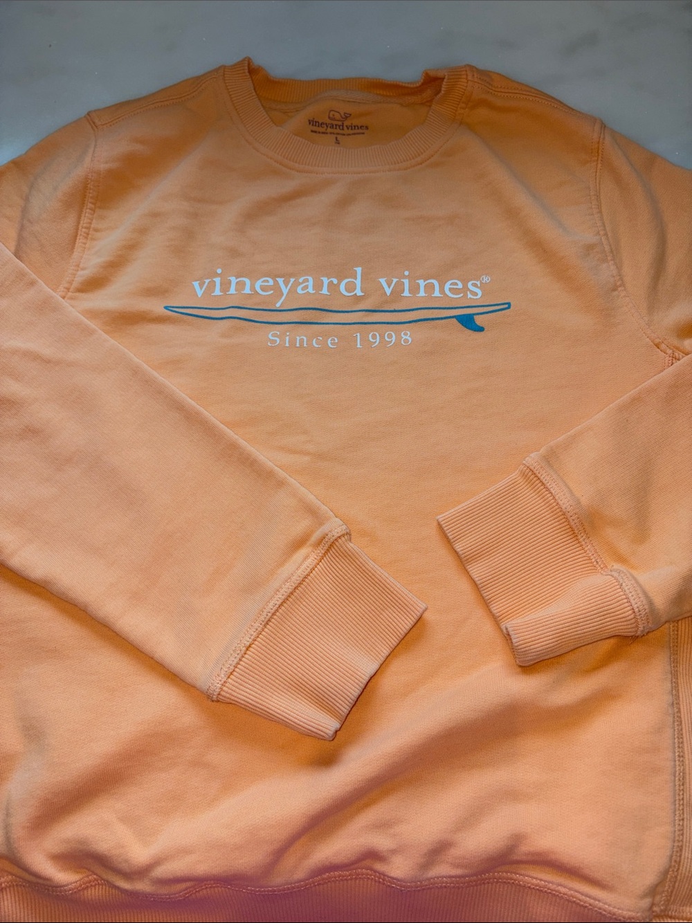 Vineyard Vines Men's Crewneck Sweatshirt - Peachy Orange with White Logo